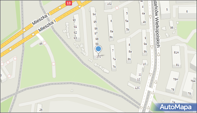 Szczecin, Mieszka I, 101, mapa Szczecina