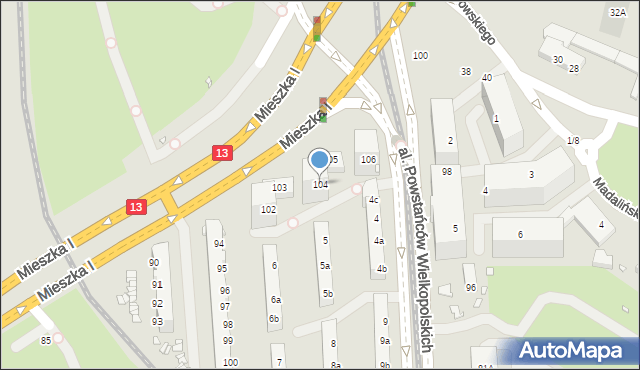 Szczecin, Mieszka I, 104, mapa Szczecina