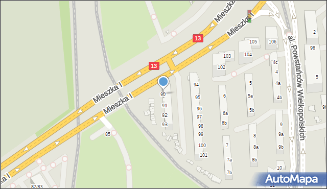 Szczecin, Mieszka I, 90, mapa Szczecina