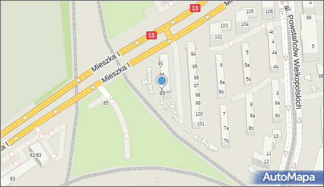 Szczecin, Mieszka I, 93, mapa Szczecina