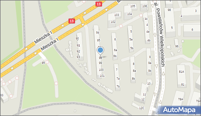 Szczecin, Mieszka I, 98, mapa Szczecina