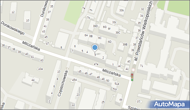 Szczecin, Milczańska, 3, mapa Szczecina