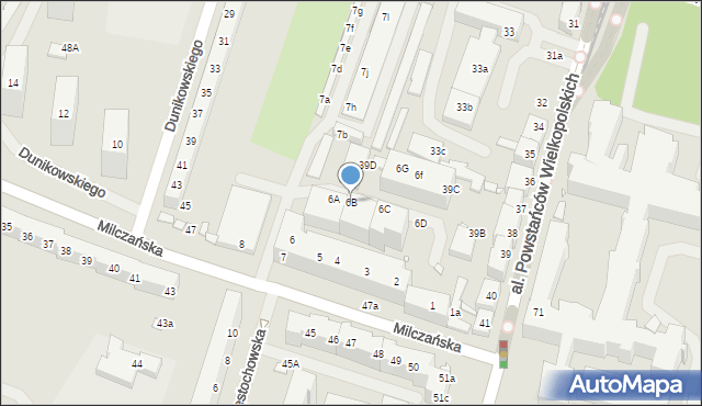 Szczecin, Milczańska, 6B, mapa Szczecina