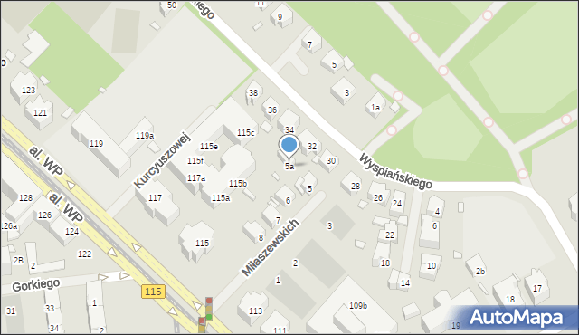 Szczecin, Miłaszewskich Stanisława i Wandy, 5a, mapa Szczecina