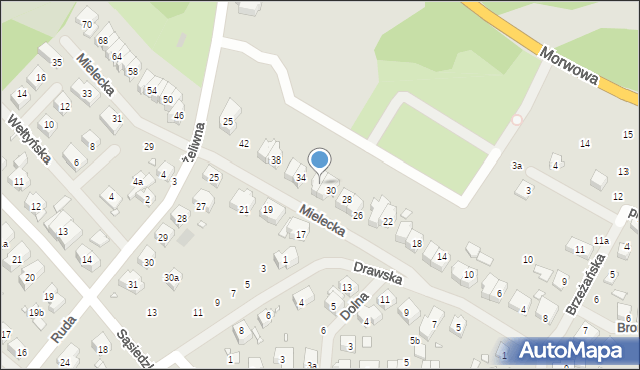 Szczecin, Mielecka, 32, mapa Szczecina