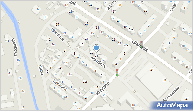 Szczecin, Miernicza, 18, mapa Szczecina