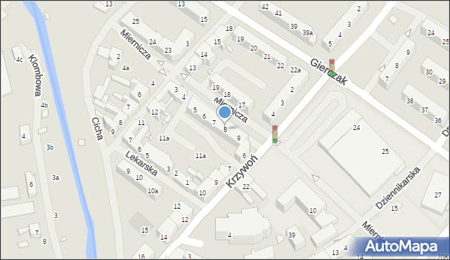 Szczecin, Miernicza, 8, mapa Szczecina