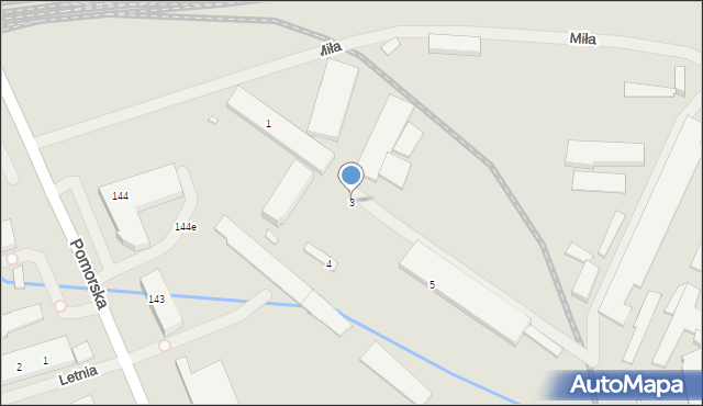 Szczecin, Miła, 3, mapa Szczecina