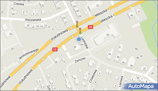 Szczecin, Mieszka I, 35a, mapa Szczecina