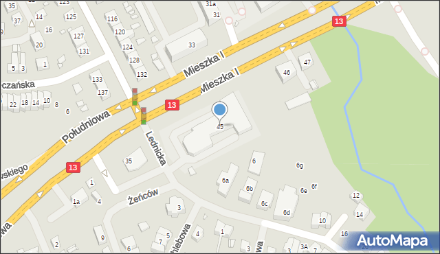 Szczecin, Mieszka I, 45, mapa Szczecina