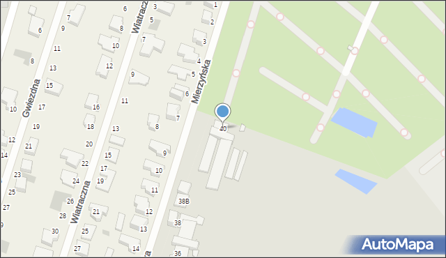 Szczecin, Mierzyńska, 40, mapa Szczecina