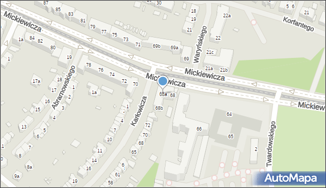 Szczecin, Mickiewicza Adama, 68a, mapa Szczecina