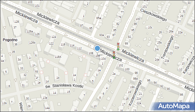 Szczecin, Mickiewicza Adama, 106, mapa Szczecina