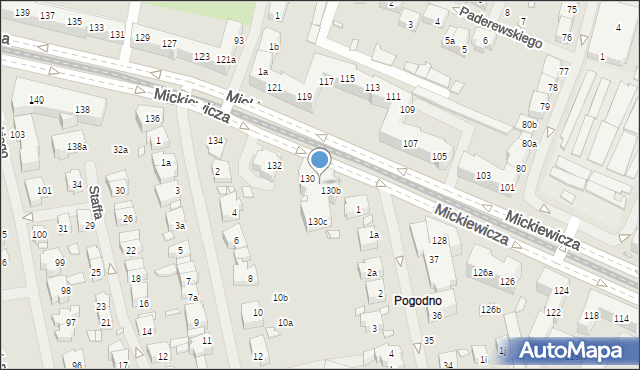Szczecin, Mickiewicza Adama, 130a, mapa Szczecina