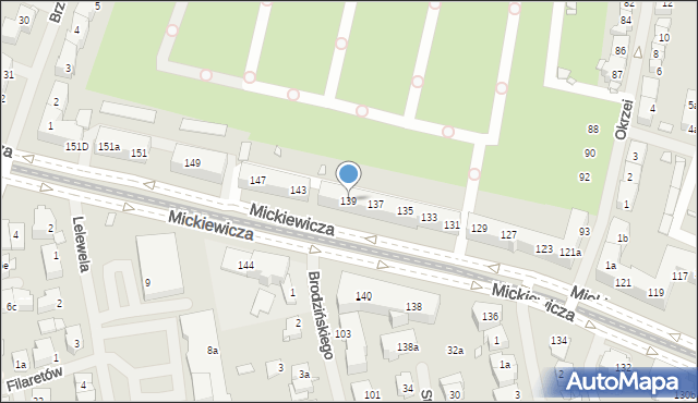 Szczecin, Mickiewicza Adama, 139, mapa Szczecina