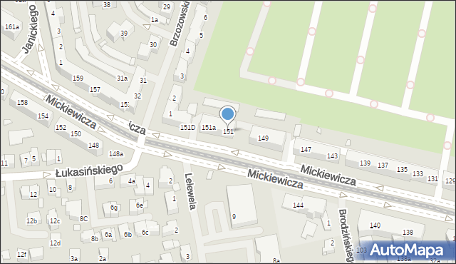 Szczecin, Mickiewicza Adama, 151, mapa Szczecina