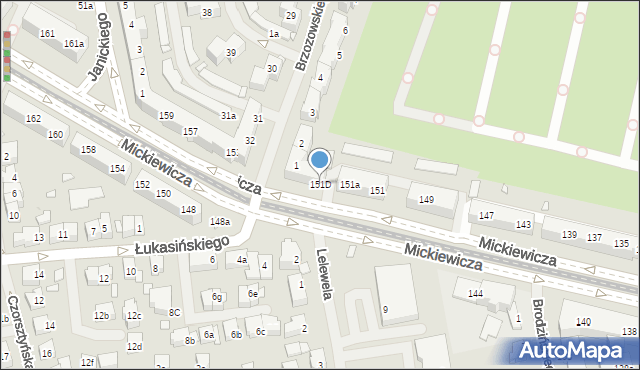 Szczecin, Mickiewicza Adama, 151D, mapa Szczecina