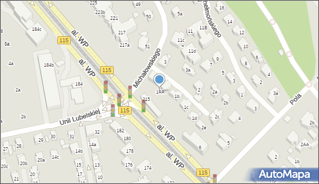 Szczecin, Michałowskiego Piotra, 1AA, mapa Szczecina