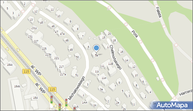 Szczecin, Michałowskiego Piotra, 5a, mapa Szczecina