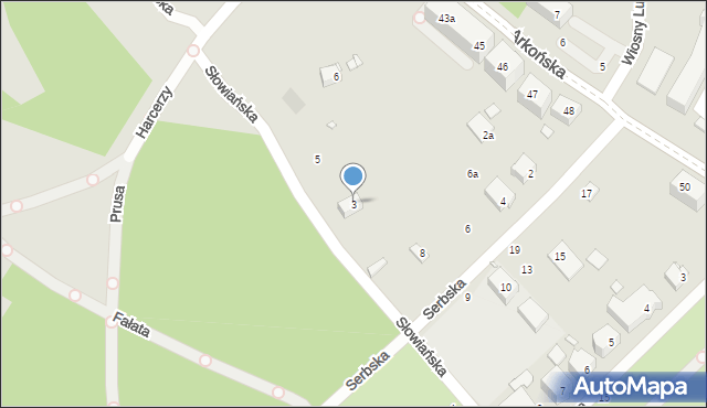 Szczecin, Międzyparkowa, 3, mapa Szczecina