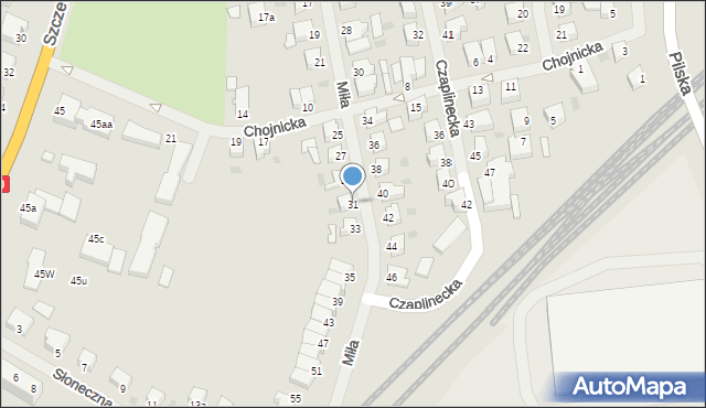 Szczecinek, Miła, 31, mapa Szczecinek