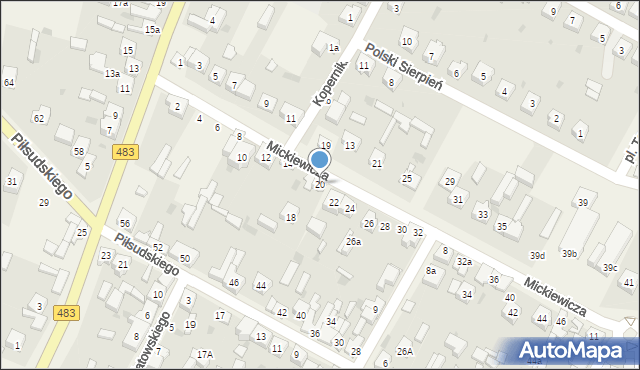 Szczerców, Mickiewicza Adama, 20, mapa Szczerców