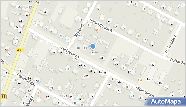 Szczerców, Mickiewicza Adama, 21, mapa Szczerców