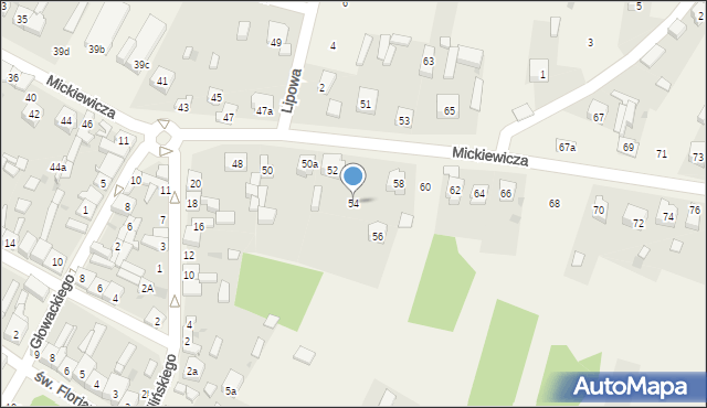 Szczerców, Mickiewicza Adama, 54, mapa Szczerców