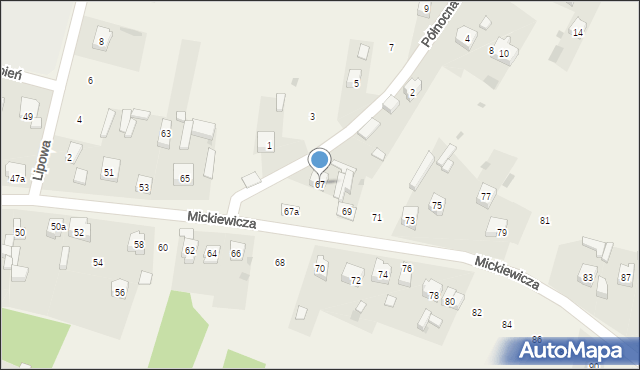 Szczerców, Mickiewicza Adama, 67, mapa Szczerców
