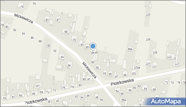 Szczerców, Mickiewicza Adama, 97, mapa Szczerców