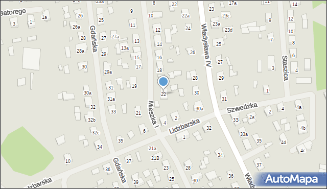 Szczytno, Mieszka I, 22, mapa Szczytno