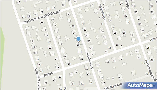 Szydłowiec, Mickiewicza Adama, 18, mapa Szydłowiec