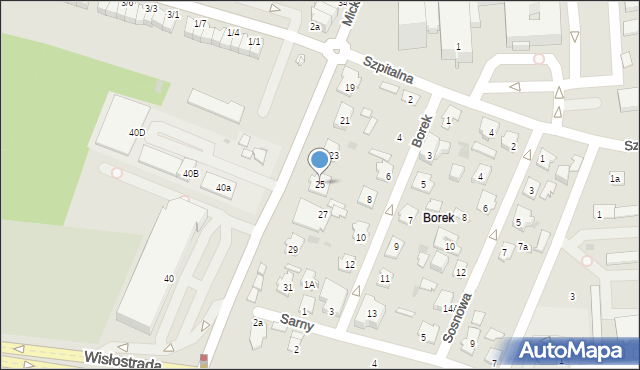 Tarnobrzeg, Mickiewicza Adama, 25, mapa Tarnobrzegu