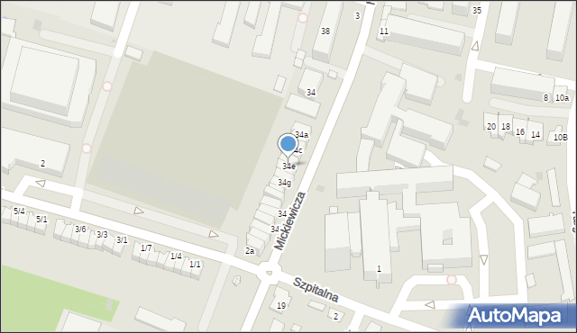 Tarnobrzeg, Mickiewicza Adama, 34e, mapa Tarnobrzegu