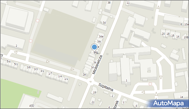 Tarnobrzeg, Mickiewicza Adama, 34h, mapa Tarnobrzegu