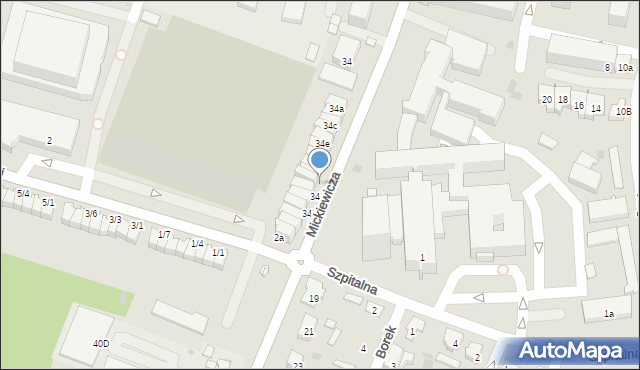 Tarnobrzeg, Mickiewicza Adama, 34i, mapa Tarnobrzegu