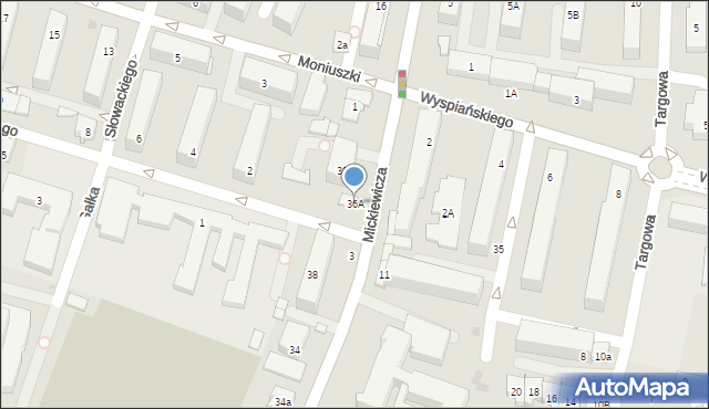 Tarnobrzeg, Mickiewicza Adama, 36A, mapa Tarnobrzegu