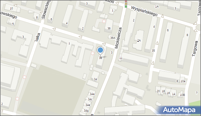 Tarnobrzeg, Mickiewicza Adama, 38, mapa Tarnobrzegu