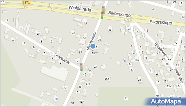 Tarnobrzeg, Mickiewicza Adama, 39, mapa Tarnobrzegu