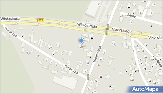 Tarnobrzeg, Mickiewicza Adama, 48, mapa Tarnobrzegu