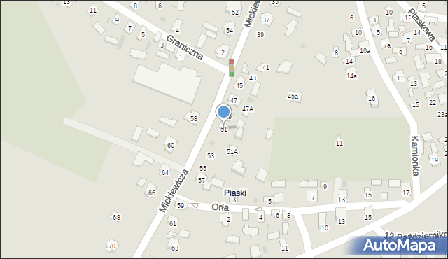 Tarnobrzeg, Mickiewicza Adama, 51, mapa Tarnobrzegu