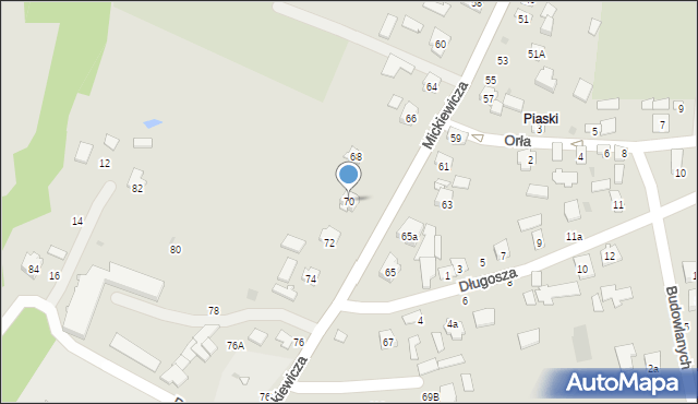 Tarnobrzeg, Mickiewicza Adama, 70, mapa Tarnobrzegu