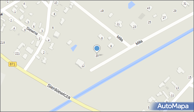 Tarnobrzeg, Miła, 10, mapa Tarnobrzegu