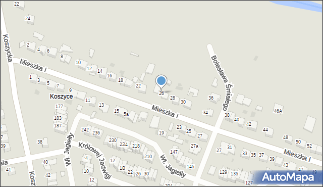 Tarnów, Mieszka I, 26, mapa Tarnów