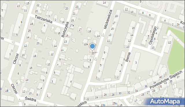 Tarnowskie Góry, Mickiewicza Adama, 10, mapa Tarnowskie Góry