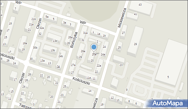 Tarnowskie Góry, Mickiewicza Adama, 20a, mapa Tarnowskie Góry