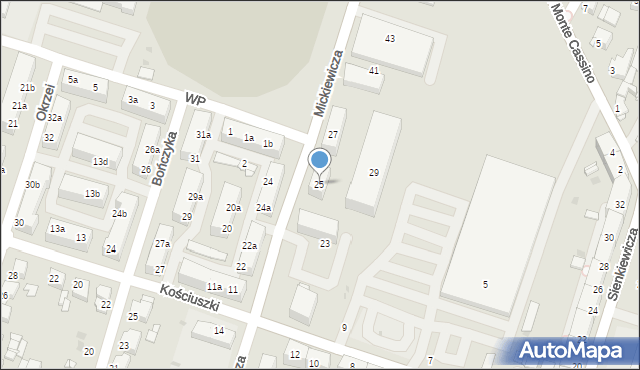 Tarnowskie Góry, Mickiewicza Adama, 25, mapa Tarnowskie Góry