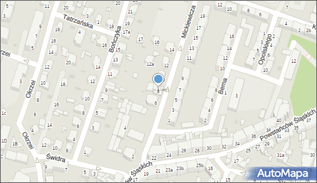 Tarnowskie Góry, Mickiewicza Adama, 8, mapa Tarnowskie Góry