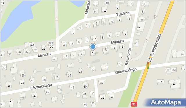 Tczew, Miłosza Czesława, 5b, mapa Tczew