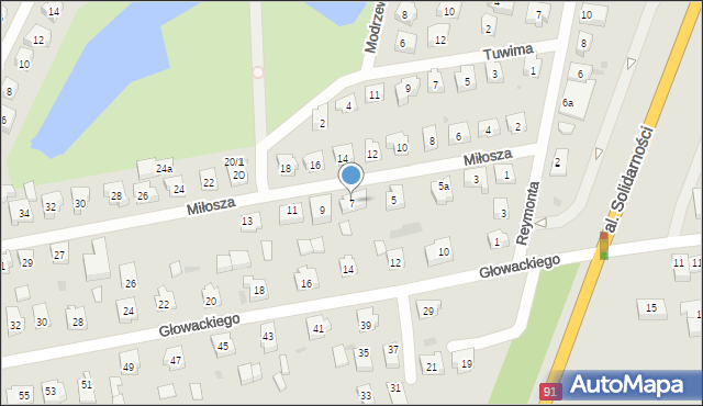 Tczew, Miłosza Czesława, 7, mapa Tczew